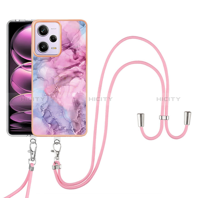 Handyhülle Silikon Hülle Gummi Schutzhülle Flexible Modisch Muster mit Schlüsselband Lanyard YB7 für Xiaomi Redmi Note 12 Pro 5G