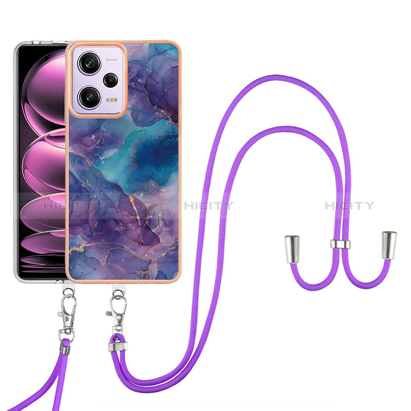 Handyhülle Silikon Hülle Gummi Schutzhülle Flexible Modisch Muster mit Schlüsselband Lanyard YB7 für Xiaomi Redmi Note 12 Pro 5G