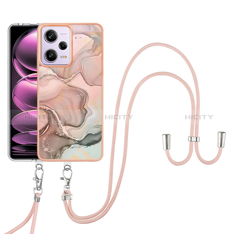 Handyhülle Silikon Hülle Gummi Schutzhülle Flexible Modisch Muster mit Schlüsselband Lanyard YB7 für Xiaomi Redmi Note 12 Pro 5G