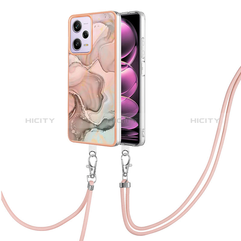 Handyhülle Silikon Hülle Gummi Schutzhülle Flexible Modisch Muster mit Schlüsselband Lanyard YB7 für Xiaomi Redmi Note 12 Pro 5G