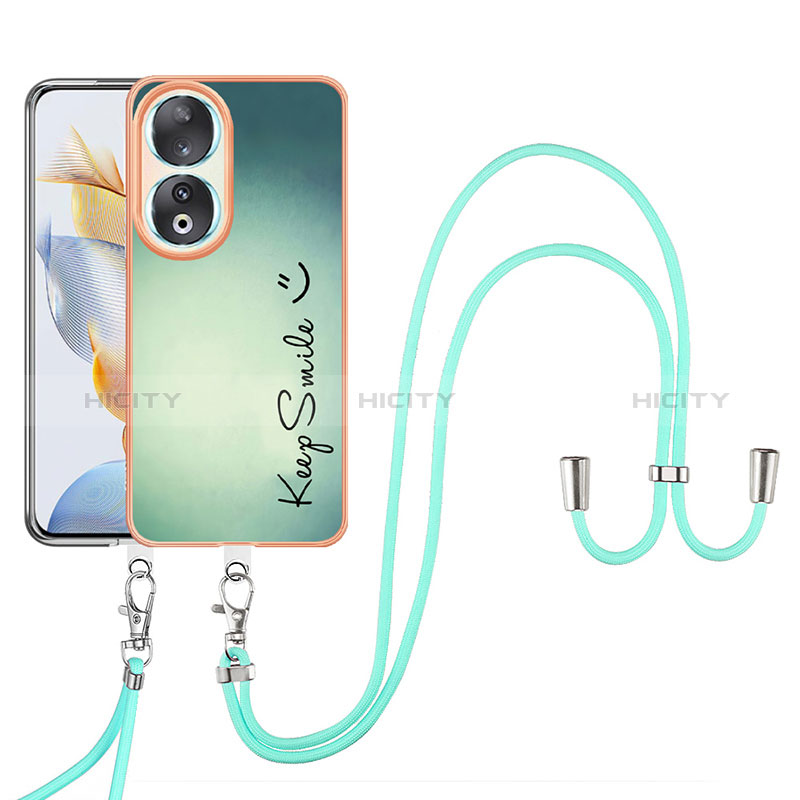 Handyhülle Silikon Hülle Gummi Schutzhülle Flexible Modisch Muster mit Schlüsselband Lanyard YB8 für Huawei Honor 90 5G groß