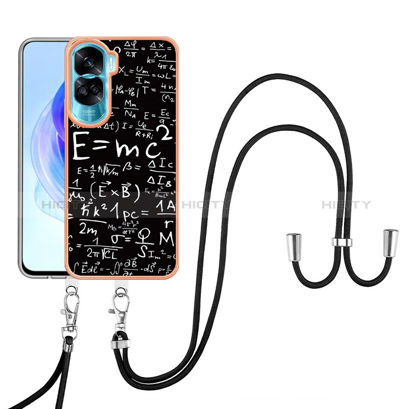 Handyhülle Silikon Hülle Gummi Schutzhülle Flexible Modisch Muster mit Schlüsselband Lanyard YB8 für Huawei Honor 90 Lite 5G