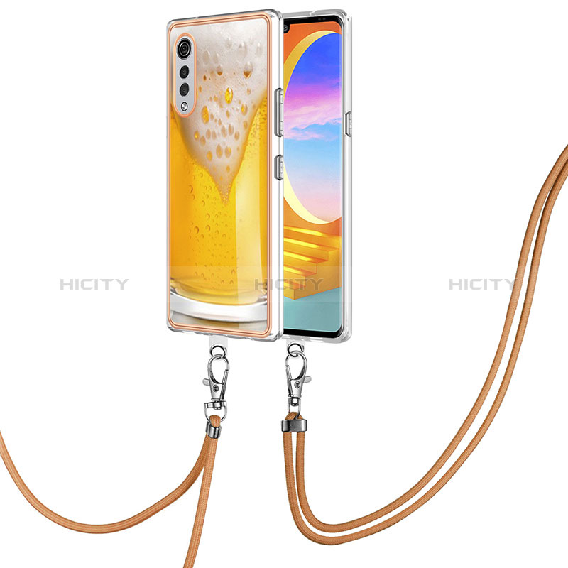 Handyhülle Silikon Hülle Gummi Schutzhülle Flexible Modisch Muster mit Schlüsselband Lanyard YB8 für LG Velvet 5G groß