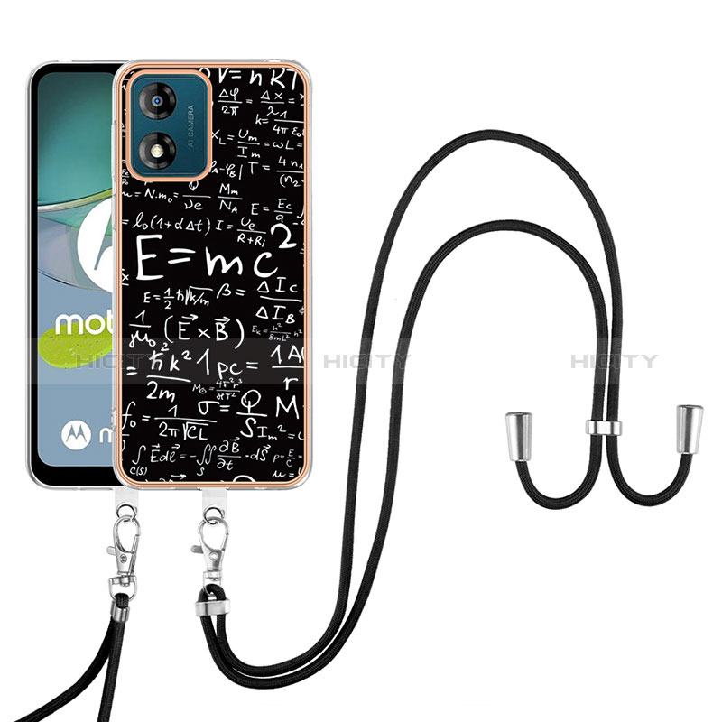 Handyhülle Silikon Hülle Gummi Schutzhülle Flexible Modisch Muster mit Schlüsselband Lanyard YB8 für Motorola Moto E13 groß