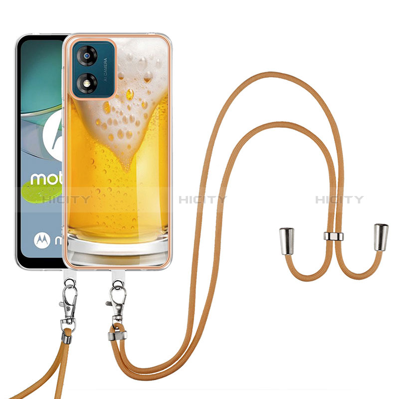 Handyhülle Silikon Hülle Gummi Schutzhülle Flexible Modisch Muster mit Schlüsselband Lanyard YB8 für Motorola Moto E13