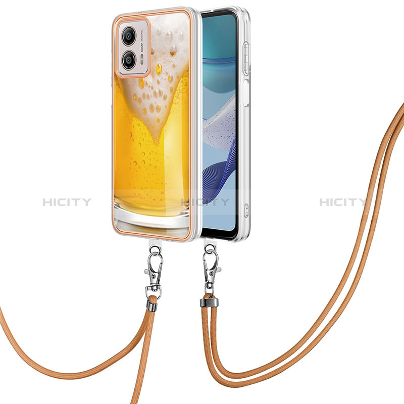 Handyhülle Silikon Hülle Gummi Schutzhülle Flexible Modisch Muster mit Schlüsselband Lanyard YB8 für Motorola Moto G53 5G groß