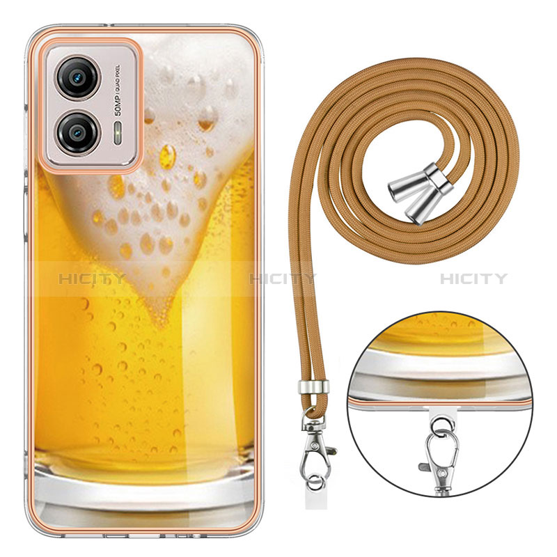 Handyhülle Silikon Hülle Gummi Schutzhülle Flexible Modisch Muster mit Schlüsselband Lanyard YB8 für Motorola Moto G53 5G groß