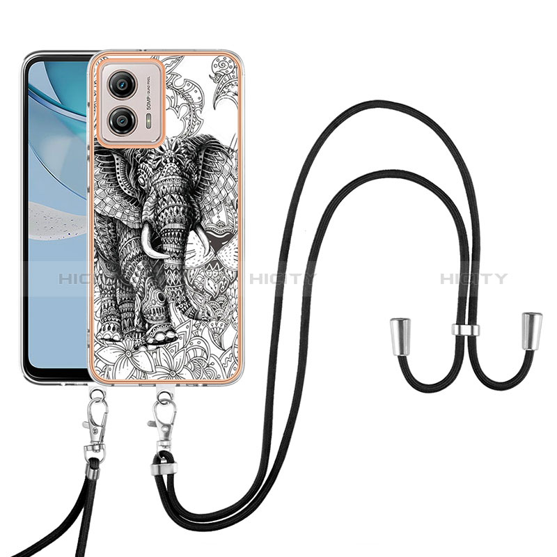 Handyhülle Silikon Hülle Gummi Schutzhülle Flexible Modisch Muster mit Schlüsselband Lanyard YB8 für Motorola Moto G53 5G