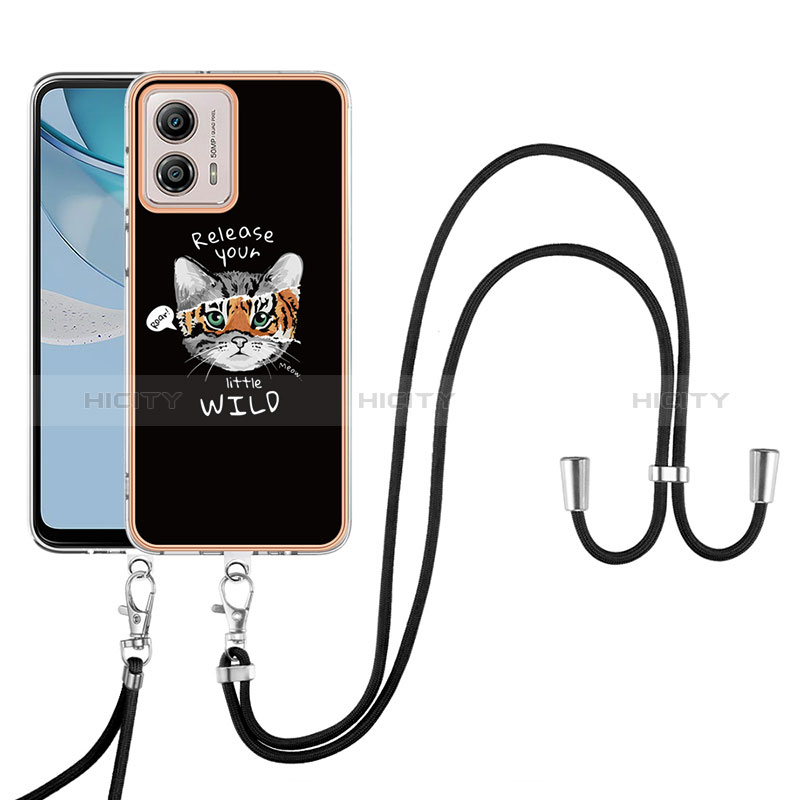 Handyhülle Silikon Hülle Gummi Schutzhülle Flexible Modisch Muster mit Schlüsselband Lanyard YB8 für Motorola Moto G53 5G