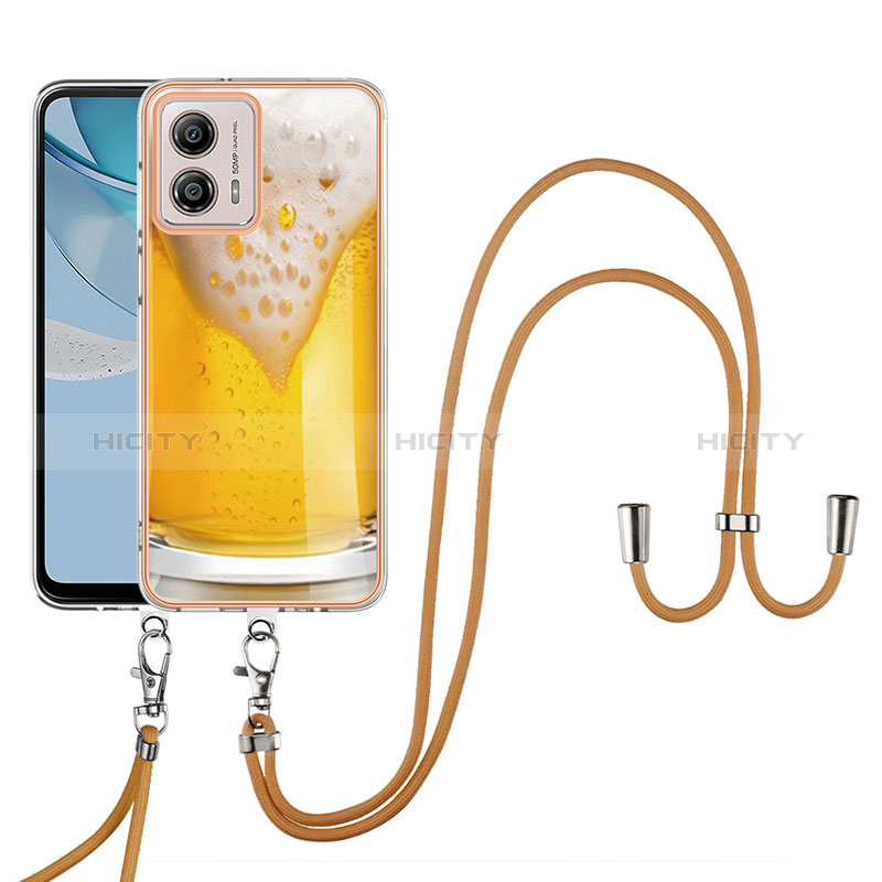 Handyhülle Silikon Hülle Gummi Schutzhülle Flexible Modisch Muster mit Schlüsselband Lanyard YB8 für Motorola Moto G53 5G Gelb