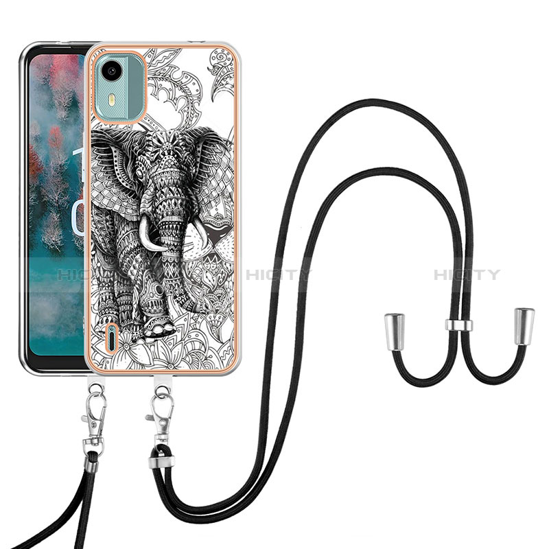 Handyhülle Silikon Hülle Gummi Schutzhülle Flexible Modisch Muster mit Schlüsselband Lanyard YB8 für Nokia C12