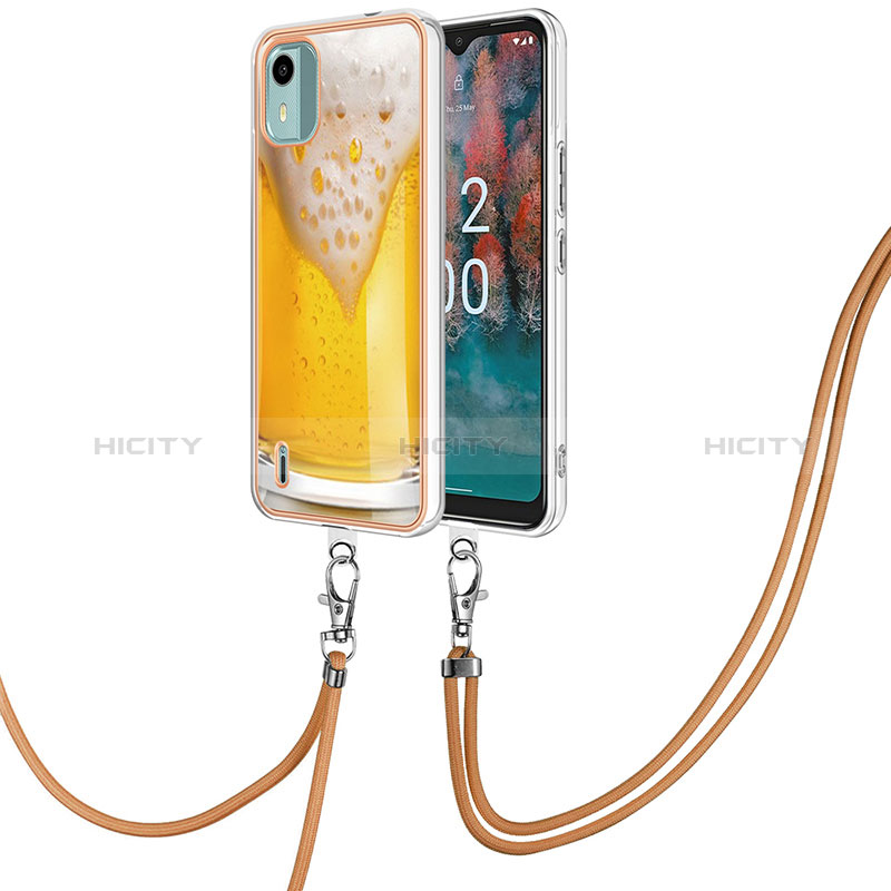 Handyhülle Silikon Hülle Gummi Schutzhülle Flexible Modisch Muster mit Schlüsselband Lanyard YB8 für Nokia C12 Plus groß