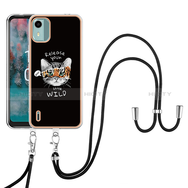 Handyhülle Silikon Hülle Gummi Schutzhülle Flexible Modisch Muster mit Schlüsselband Lanyard YB8 für Nokia C12 Plus groß