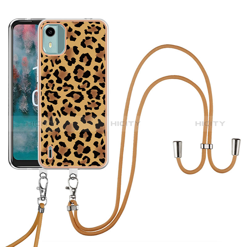 Handyhülle Silikon Hülle Gummi Schutzhülle Flexible Modisch Muster mit Schlüsselband Lanyard YB8 für Nokia C12 Plus Braun