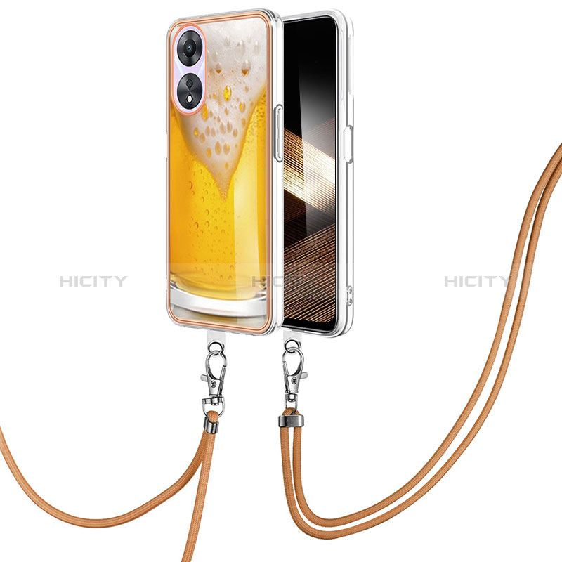 Handyhülle Silikon Hülle Gummi Schutzhülle Flexible Modisch Muster mit Schlüsselband Lanyard YB8 für Oppo A78 4G groß