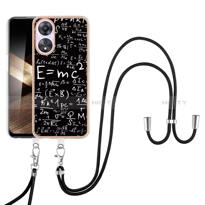 Handyhülle Silikon Hülle Gummi Schutzhülle Flexible Modisch Muster mit Schlüsselband Lanyard YB8 für Oppo A78 4G groß