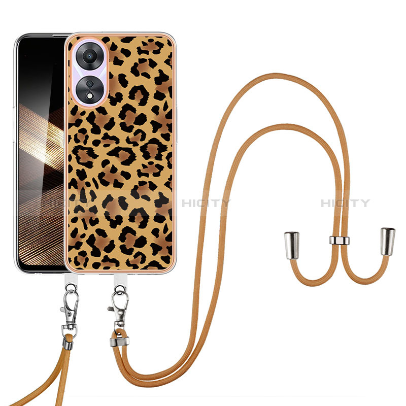 Handyhülle Silikon Hülle Gummi Schutzhülle Flexible Modisch Muster mit Schlüsselband Lanyard YB8 für Oppo A78 4G groß