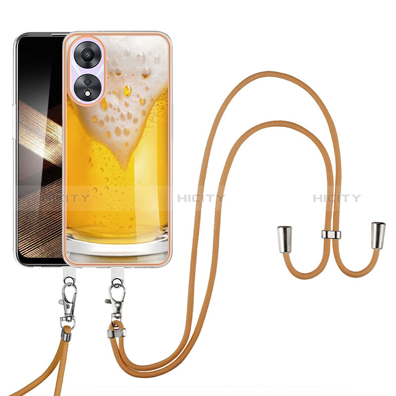 Handyhülle Silikon Hülle Gummi Schutzhülle Flexible Modisch Muster mit Schlüsselband Lanyard YB8 für Oppo A78 4G groß