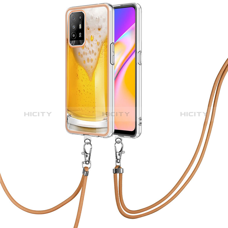 Handyhülle Silikon Hülle Gummi Schutzhülle Flexible Modisch Muster mit Schlüsselband Lanyard YB8 für Oppo A94 5G