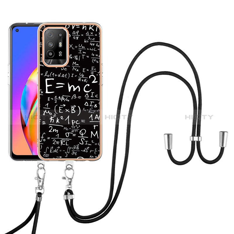 Handyhülle Silikon Hülle Gummi Schutzhülle Flexible Modisch Muster mit Schlüsselband Lanyard YB8 für Oppo A94 5G Plusfarbig