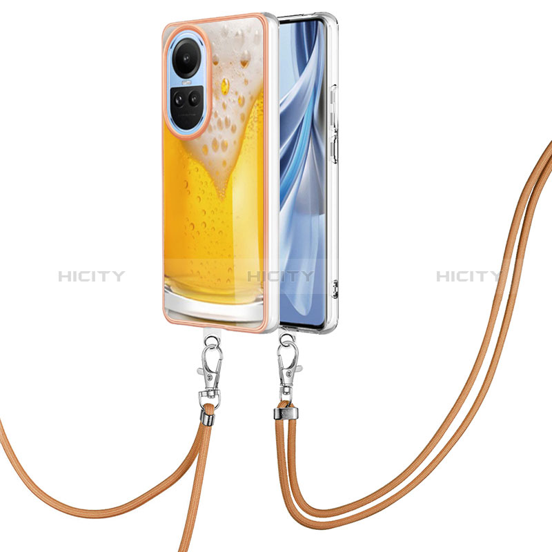 Handyhülle Silikon Hülle Gummi Schutzhülle Flexible Modisch Muster mit Schlüsselband Lanyard YB8 für Oppo Reno10 Pro 5G