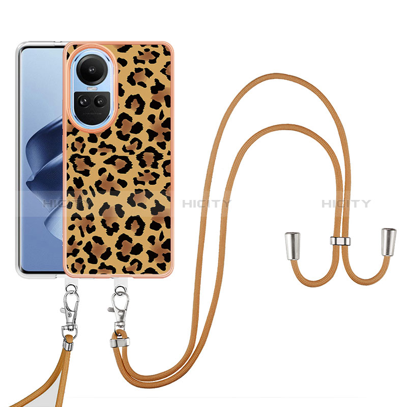 Handyhülle Silikon Hülle Gummi Schutzhülle Flexible Modisch Muster mit Schlüsselband Lanyard YB8 für Oppo Reno10 Pro 5G groß