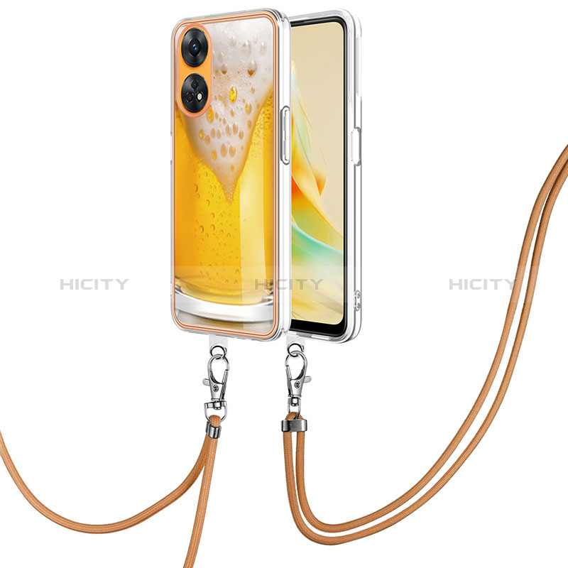 Handyhülle Silikon Hülle Gummi Schutzhülle Flexible Modisch Muster mit Schlüsselband Lanyard YB8 für Oppo Reno8 T 4G groß