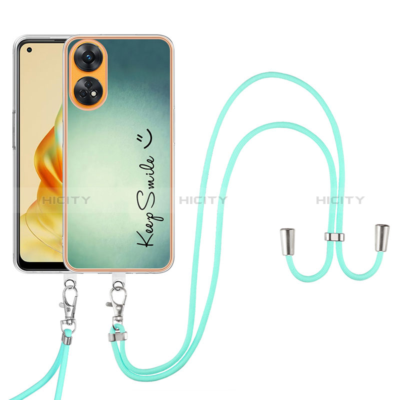 Handyhülle Silikon Hülle Gummi Schutzhülle Flexible Modisch Muster mit Schlüsselband Lanyard YB8 für Oppo Reno8 T 4G groß