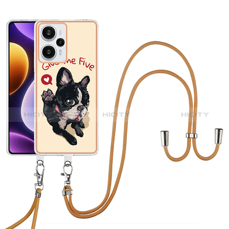 Handyhülle Silikon Hülle Gummi Schutzhülle Flexible Modisch Muster mit Schlüsselband Lanyard YB8 für Xiaomi Poco F5 5G