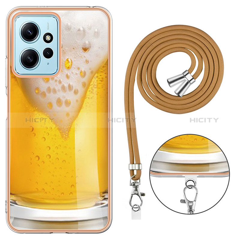 Handyhülle Silikon Hülle Gummi Schutzhülle Flexible Modisch Muster mit Schlüsselband Lanyard YB8 für Xiaomi Redmi Note 12 4G