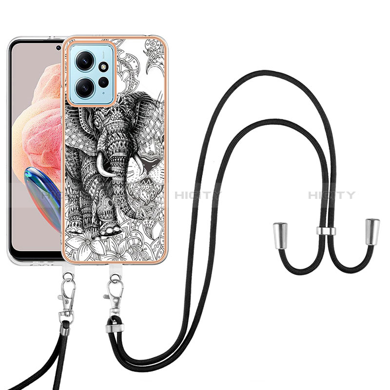 Handyhülle Silikon Hülle Gummi Schutzhülle Flexible Modisch Muster mit Schlüsselband Lanyard YB8 für Xiaomi Redmi Note 12 4G