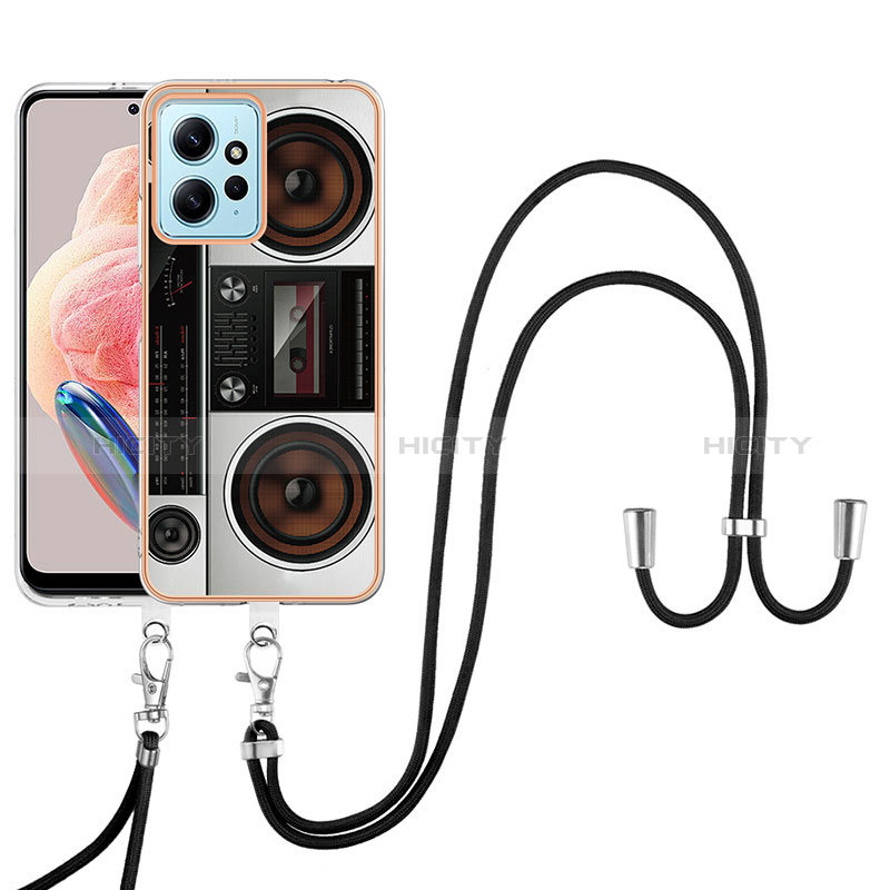 Handyhülle Silikon Hülle Gummi Schutzhülle Flexible Modisch Muster mit Schlüsselband Lanyard YB8 für Xiaomi Redmi Note 12 4G