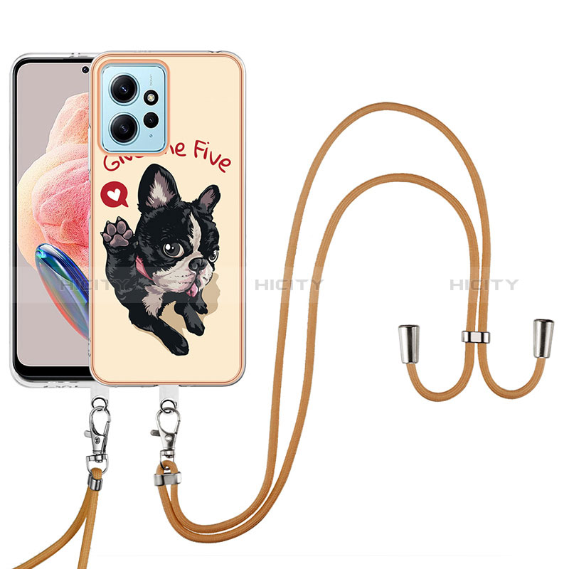 Handyhülle Silikon Hülle Gummi Schutzhülle Flexible Modisch Muster mit Schlüsselband Lanyard YB8 für Xiaomi Redmi Note 12 4G