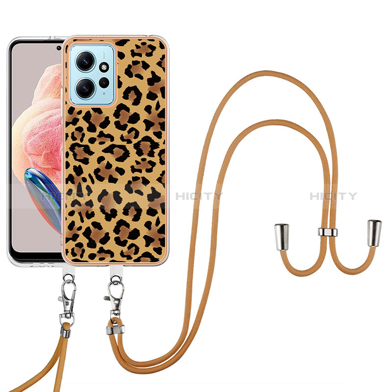 Handyhülle Silikon Hülle Gummi Schutzhülle Flexible Modisch Muster mit Schlüsselband Lanyard YB8 für Xiaomi Redmi Note 12 4G Braun