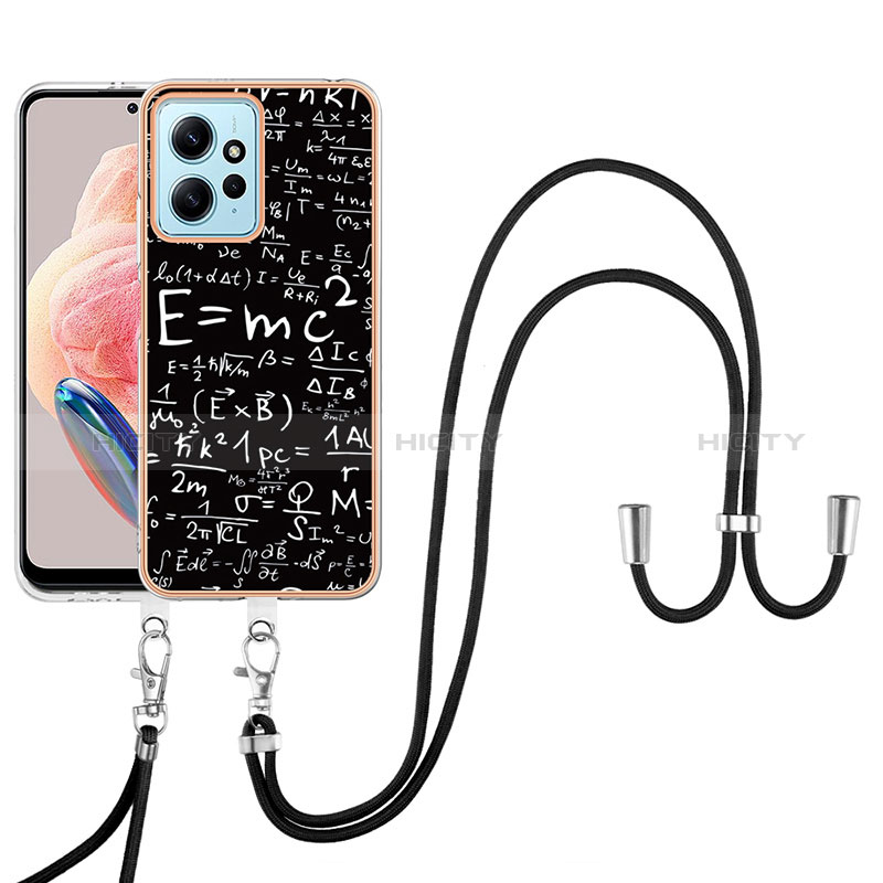 Handyhülle Silikon Hülle Gummi Schutzhülle Flexible Modisch Muster mit Schlüsselband Lanyard YB8 für Xiaomi Redmi Note 12 4G Plusfarbig