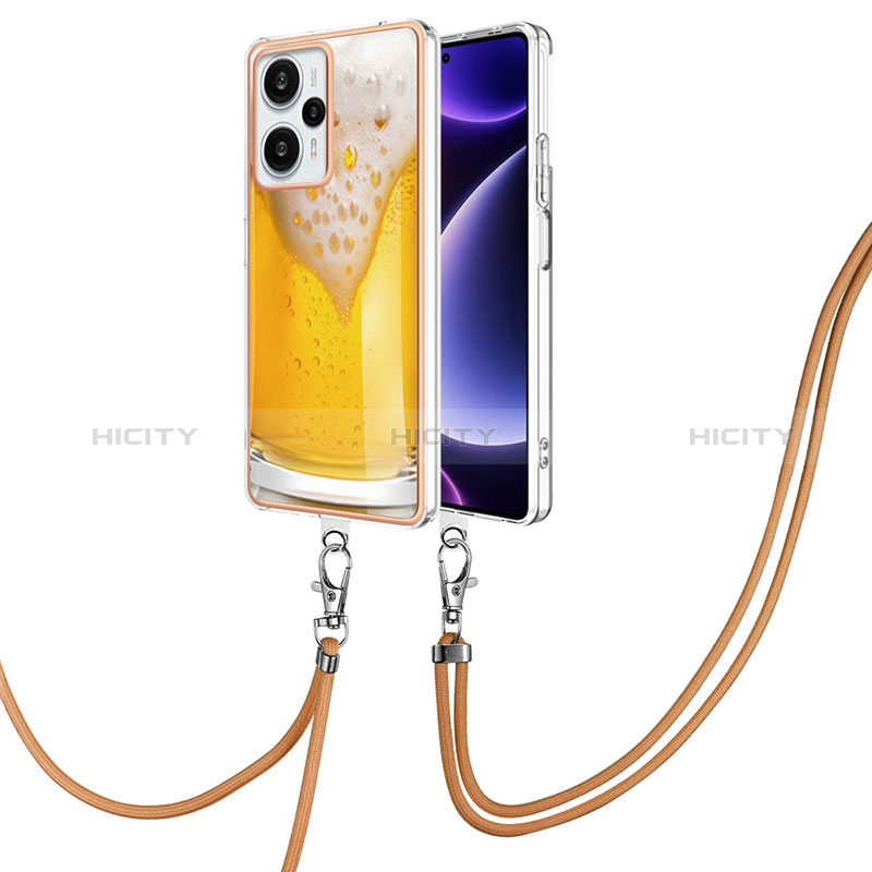 Handyhülle Silikon Hülle Gummi Schutzhülle Flexible Modisch Muster mit Schlüsselband Lanyard YB8 für Xiaomi Redmi Note 12 Turbo 5G