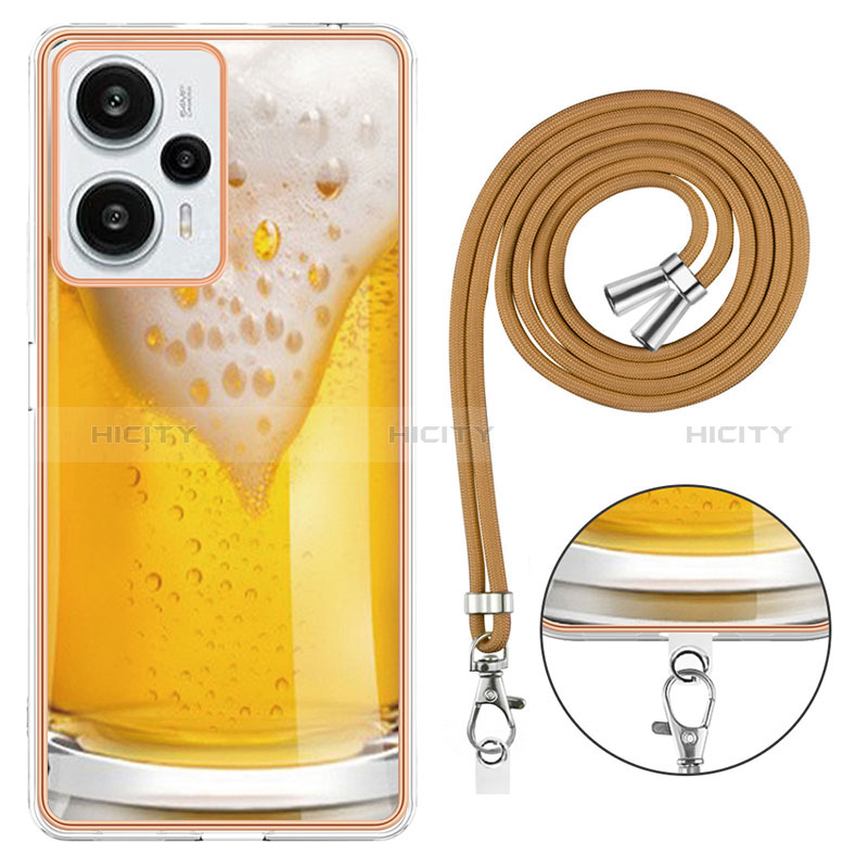 Handyhülle Silikon Hülle Gummi Schutzhülle Flexible Modisch Muster mit Schlüsselband Lanyard YB8 für Xiaomi Redmi Note 12 Turbo 5G