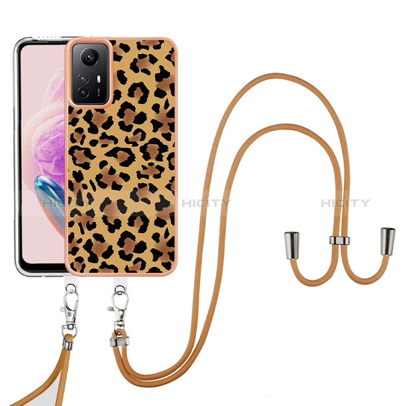 Handyhülle Silikon Hülle Gummi Schutzhülle Flexible Modisch Muster mit Schlüsselband Lanyard YB8 für Xiaomi Redmi Note 12S Braun