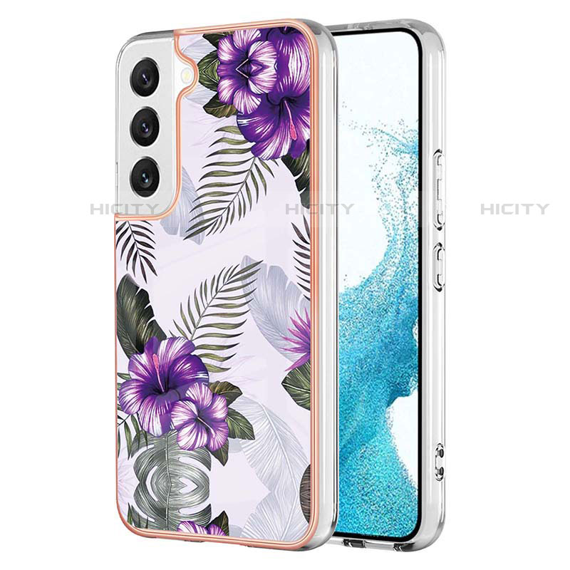 Handyhülle Silikon Hülle Gummi Schutzhülle Flexible Modisch Muster S01 für Samsung Galaxy S23 Plus 5G Violett Plus