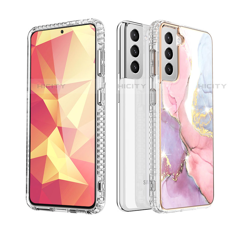 Handyhülle Silikon Hülle Gummi Schutzhülle Flexible Modisch Muster S03 für Samsung Galaxy S21 Plus 5G Rosa