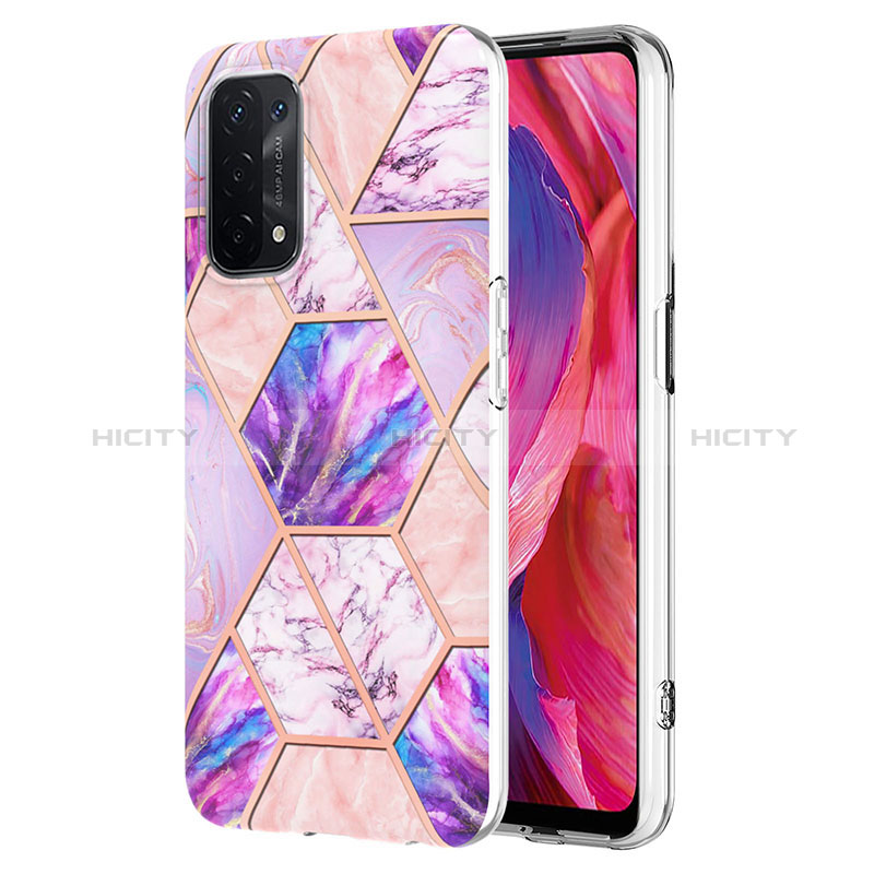 Handyhülle Silikon Hülle Gummi Schutzhülle Flexible Modisch Muster Y01B für Oppo A74 5G Helles Lila