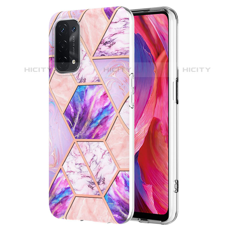 Handyhülle Silikon Hülle Gummi Schutzhülle Flexible Modisch Muster Y01B für Oppo A93 5G Helles Lila Plus