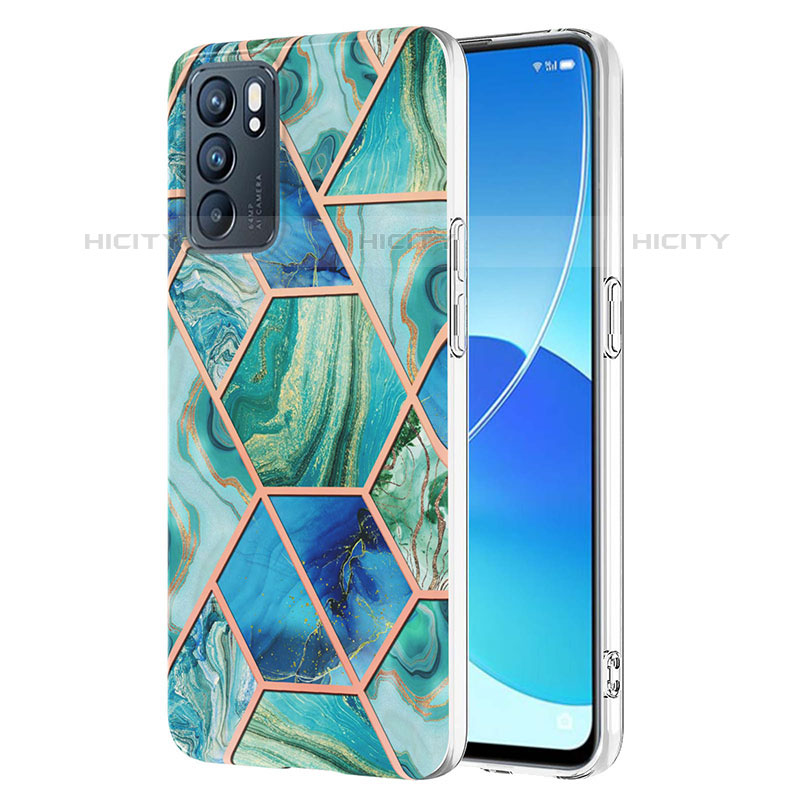 Handyhülle Silikon Hülle Gummi Schutzhülle Flexible Modisch Muster Y01B für Oppo Reno6 5G Grün Plus