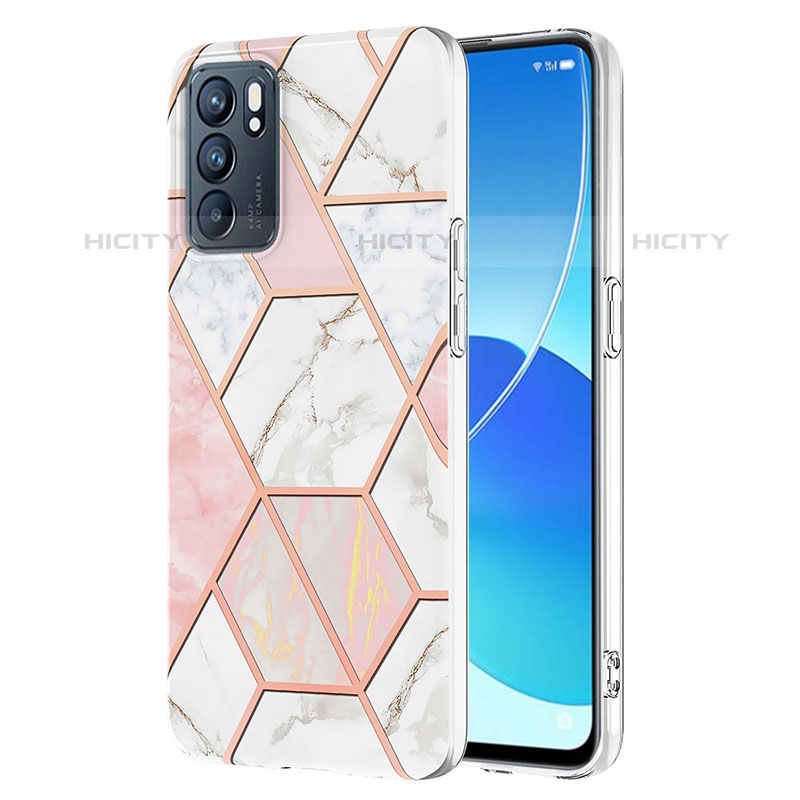 Handyhülle Silikon Hülle Gummi Schutzhülle Flexible Modisch Muster Y01B für Oppo Reno6 5G Rosa Plus