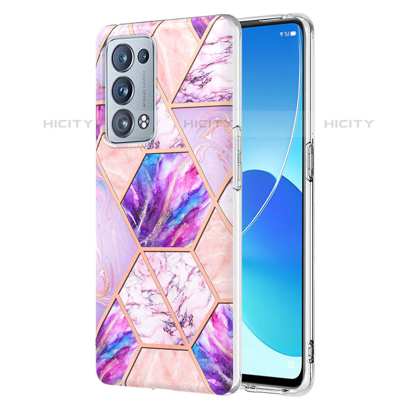 Handyhülle Silikon Hülle Gummi Schutzhülle Flexible Modisch Muster Y01B für Oppo Reno6 Pro 5G Helles Lila