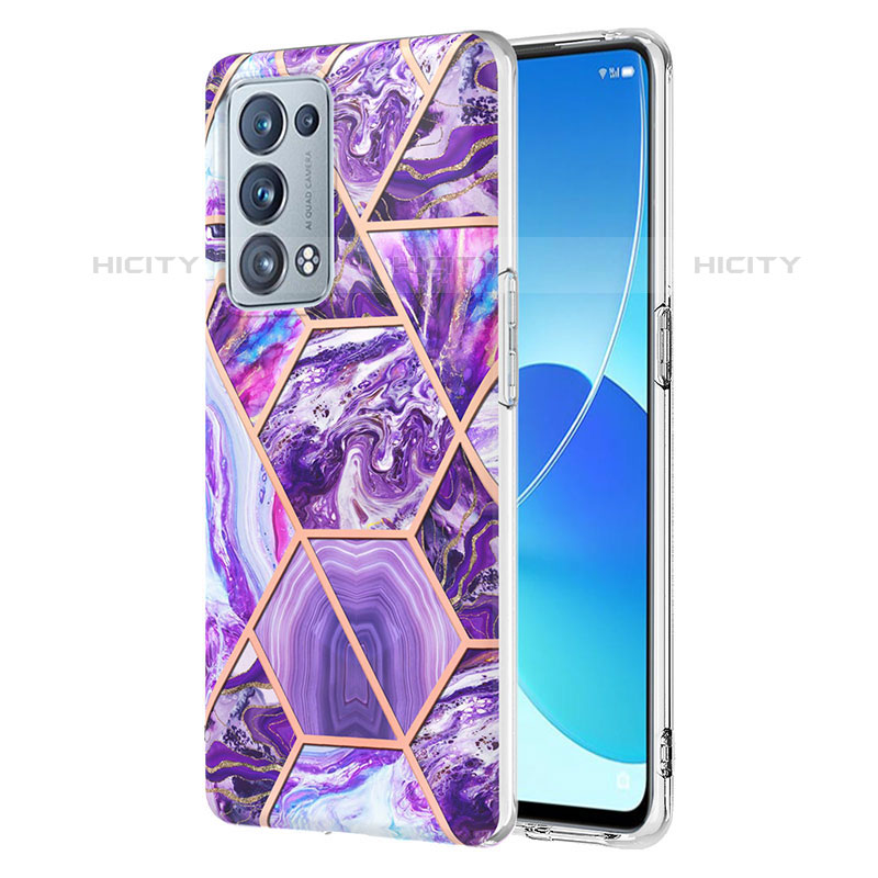 Handyhülle Silikon Hülle Gummi Schutzhülle Flexible Modisch Muster Y01B für Oppo Reno6 Pro+ Plus 5G Violett