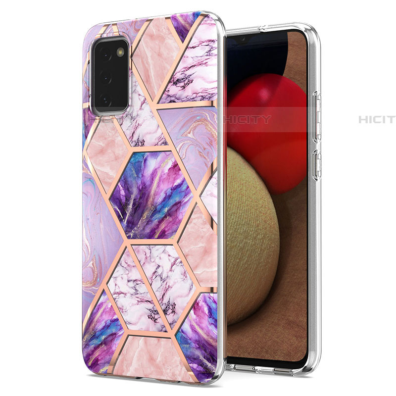 Handyhülle Silikon Hülle Gummi Schutzhülle Flexible Modisch Muster Y01B für Samsung Galaxy A03s Helles Lila