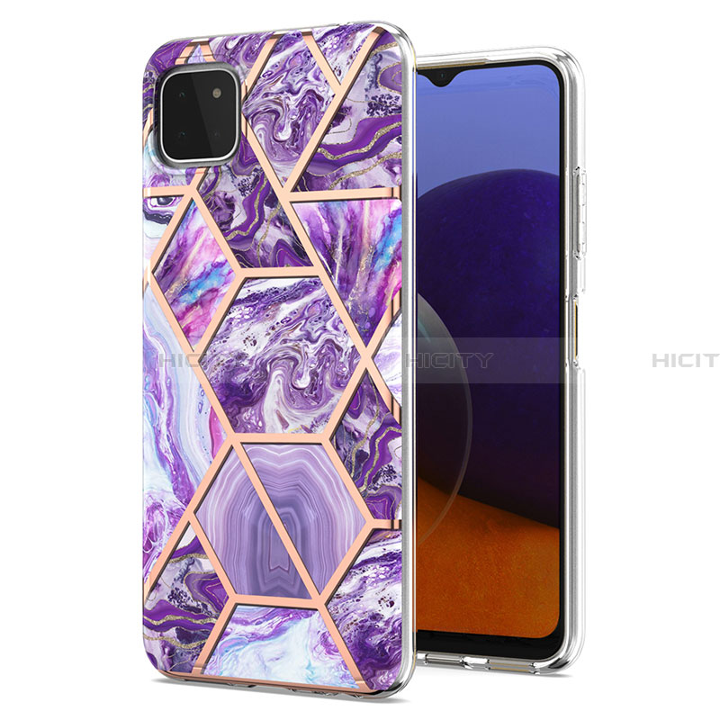 Handyhülle Silikon Hülle Gummi Schutzhülle Flexible Modisch Muster Y01B für Samsung Galaxy A22 5G Violett Plus