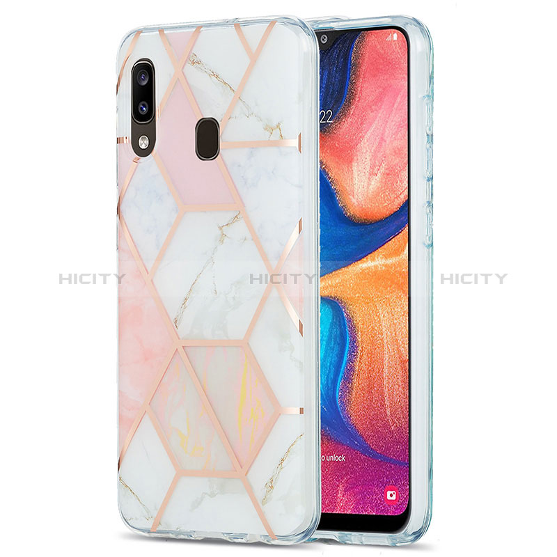 Handyhülle Silikon Hülle Gummi Schutzhülle Flexible Modisch Muster Y01B für Samsung Galaxy A30 Rosa Plus