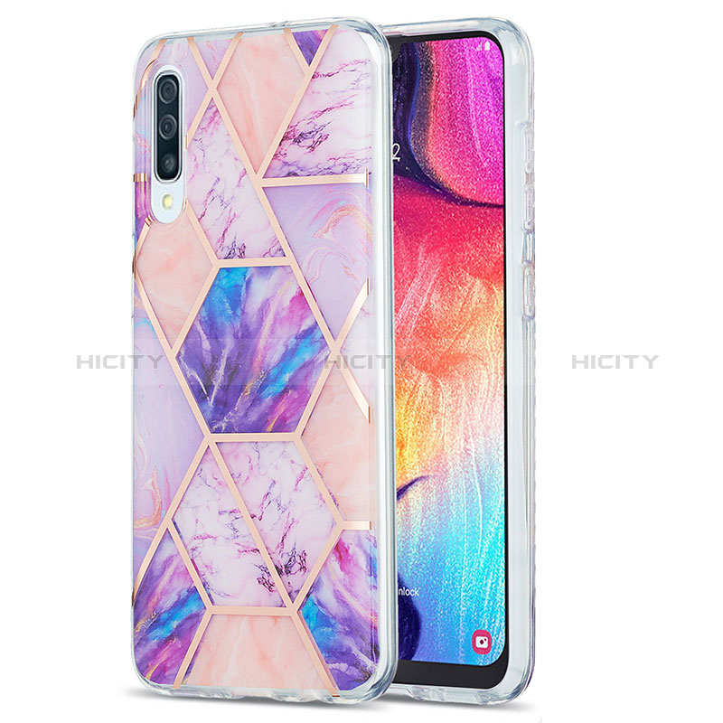 Handyhülle Silikon Hülle Gummi Schutzhülle Flexible Modisch Muster Y01B für Samsung Galaxy A30S Helles Lila